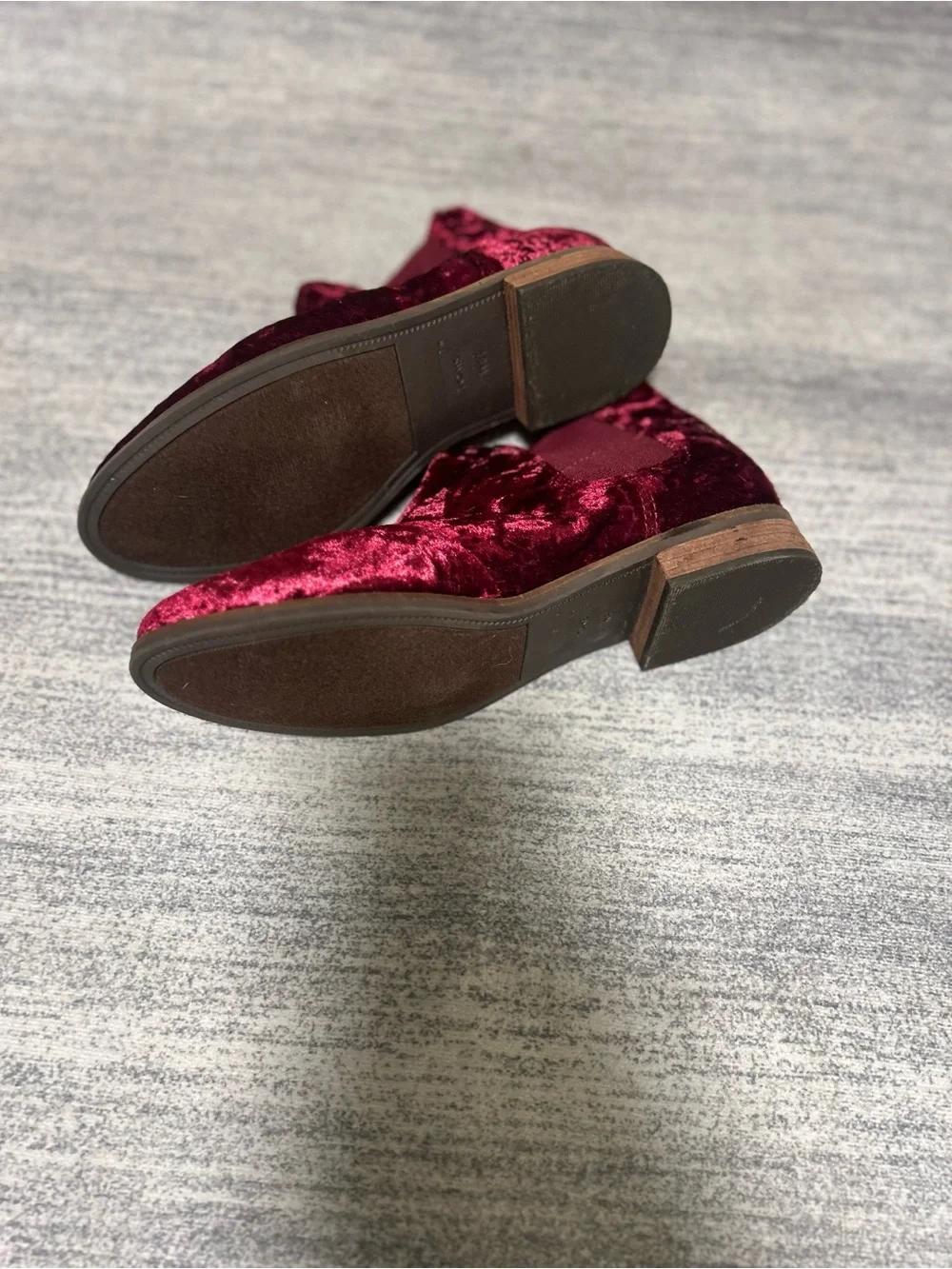 Toms Women's Velvet Ankle Boots in Deep Burgundy